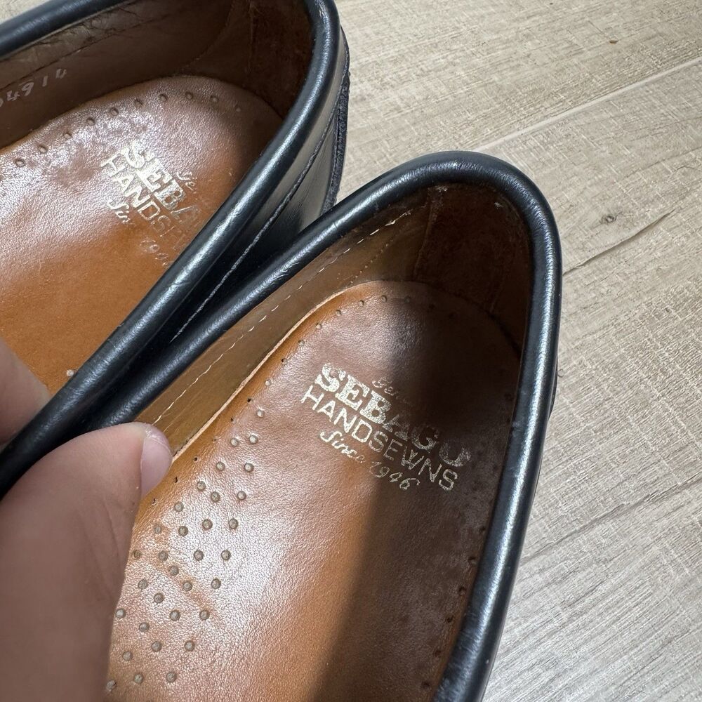 Sebago Mens 8.5 Classic Penny Loafer Black Leather Handsewn Luxury Goodyear Welt - Picture 5 of 12